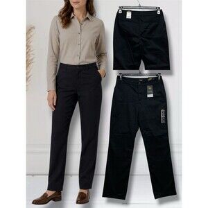 Lee Wrinkle Free Women's Sz 8 Business-Casual-Career-School Black Stretch Slacks